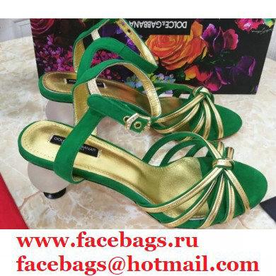 Dolce & Gabbana Spherical Acrylic Heel 6.5cm Suede Sandals Green 2021